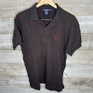 Nautica vintage plaid grid printed golf polo shirt